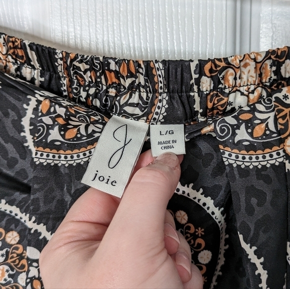 NWT Joie Tapestry Print Pleated Wrap‎ Front Midi Length Neutral Skirt Size L - Picture 2 of 7